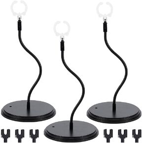 Fingerinspire 3 Pack Action Figure ، قاعدة مستديرة من البلاستيك الصافية مع الفضة مرنة دعم عظم الأفعى ، حامل النموذج ، حامل العرض المتوافق مع HG RG SHF 1/144 أرقام