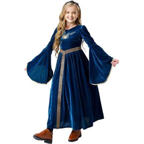 Medieval Renaissance Costume Girls Halloween Dress Outfit Cosplay Robe Vintage Princess Wear