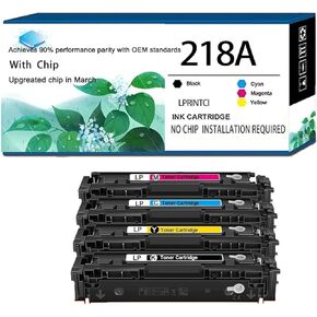 W218A W2180A Toner Cartridges with Latest Chips Replacement for Hp 218A Toner Cartridge Works with Color Laserjet Pro 3201MFP 3301 Series 4 Pack W2180A W2181A W2182A W2183A