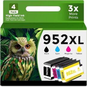 952XL Ink Cartridges Combo Pack Compatible for HP 8710 7740 Printer for HP 952 HP952 XL HP952XL Black Color Ink to OfficeJet pro 8720 8725 8210 8715 8702 8740 7720 8730 8216 8700 Printer, 4-Pack