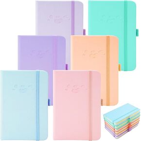 دفتر جيب 6PCS MINI PORTABLE A6 Notebook 200 PAGES DIARY MEME Memo Pads Caldy Colors Hardcover مع مفتحات السفر الورقية السميكة 5.7 × 3.7 بوصة (6 ألوان)