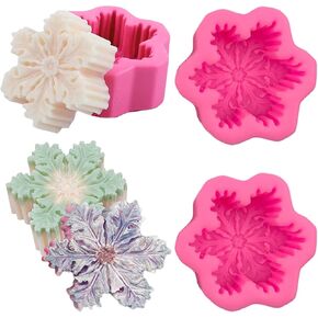 2 Pcs Silicone Snowflake Molds Christmas Candle Soap Molds for DIY Molds Christmas Baking Chocolate Candy Wax Melts Resin Clay Gum Paste Fondant Cake Decorating Tools Home Decor