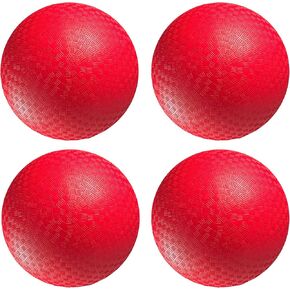 Bedwina Playground Balls Bulk - 8.5 Inch (4-Pack) Red Rubber Bouncy Inflatable Balls, w/Air Pump, for Kids & Adults, Indoor & Outdoor Games, Kickballs, Dodgeball, Four Square, Dodge Ball, Handball