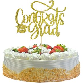GOLD GLITTRATH CAKE Topper - Class of 2025 Cake Topper - Congrats Grad 2025 ، Congrats Class of 2025 ، تهانينا ، 2025 مستلزمات التخرج من حفلات التخرج
