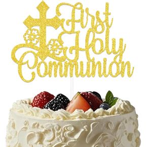 First Holy Communion Cake Topper Primera Comunion Decoracion First Holy Communion Decorations Baptism Decor Supplies Gold