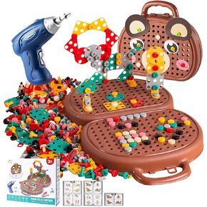 Magic Montessori Play Toolbox Bear مع Drill 203pcs Montessori Toys لـ 3+ سنوات من الأطفال الذين يبلغون من العمر 3 سنوات.