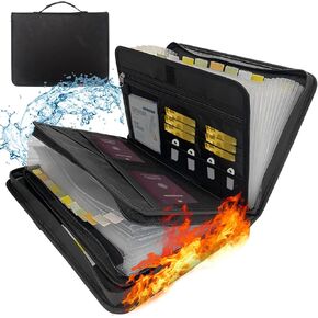 Accordion File Organizer, 12 Pocket Expanding File Folder with Multi Pockets Fireproof Folder with Zipper & Labels Portable Business Fire Safe Storage for Letter A4 Files and More in Kuwait