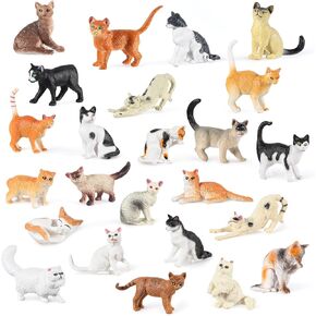 Divina VITAE 24PCS التماثيل الواقعة قطط القطة البلاستيكية مصغرة القطط القطط اللطيفة كعكة القبعات العليا لديكور ديكور ديكور هدية عيد ميلاد مشروع المناظر الطبيعية بونساي