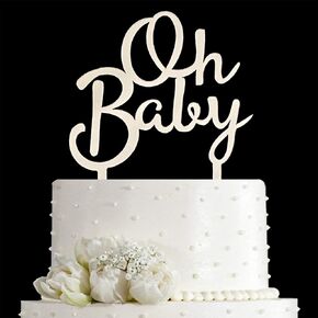 Jieein Oh Baby Cake Topper ، مرآة الفضة أكريليك كيك توبيبر لديكور حفلات استحمام الطفل ، أول عيد ميلاد كعكة الزخارف توبيبر