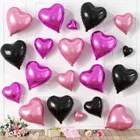 Red Heart Balloons, Heart Shaped Ballons, 20 Pcs 5/10/18 inch Red Foil Love Balloons for Valentine's Day Decorations Wedding Engagement Bridal Showers Anniversary Celebrations