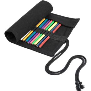 حامل فرشاة الطلاء Denifiter Canvas ، 24 فتحة حقيبة حقيبة لفة الفرشاة (أسود)