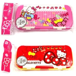 قضية قلم رصاص من Bandal & Neoul Hellokitty مرخصة رسميًا - مع 7 حكام - 2 تصاميم (نقاط البولكا باللون الأحمر) (الوردي)