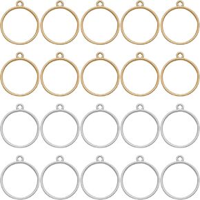 60pcs إطار مفتوح للراتنج ، معلقات إطار مفتوح إطار هولو ، معلقات إطار مفتوحة إطار مفتوح للزهور المضغوطة ، وأقراط ، وسوار ، وحرف DIY (K الذهب ، أبيض K)