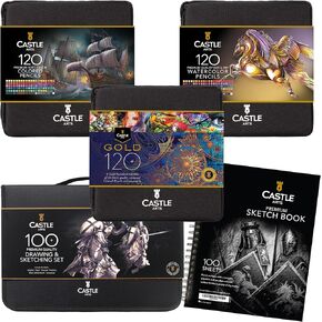Castle Arts Premium Drawing and Coloring Zip Case Bundle – 462-Piece Art Set with Drawing Tools, Colored Pencils, and Art Paper