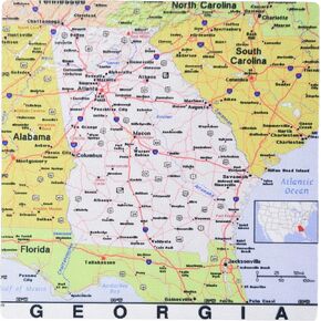 3drose Print of Georgia Cities and State Map - Mouse Pad , Rubber