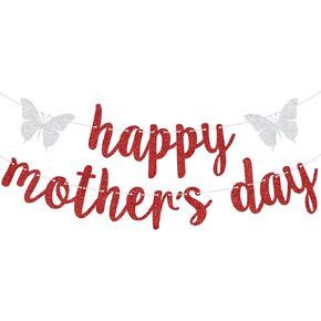 Black Glitter Happy Mother Banner ، Feliz Dia Mama/Feliz de de las Madres ، مستلزمات زخارف حفلة عيد الأم