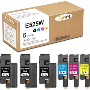 E525W خراطيش الحبر بديل لـ Dell 593-BBJX 593-BBJU 593-BBJV 593-BBJW E525W E525 525W PRINTER ، 6 Pack (3BLACK/1CYAN/1MAGENTA/1Yellow)