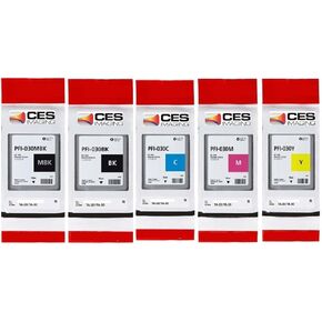 Canon PFI-030 55ml Ink Tank Set (Black, Matte Black, Cyan, Magenta, Yellow) for Canon imagePROGRAF TA-20 and TA-30