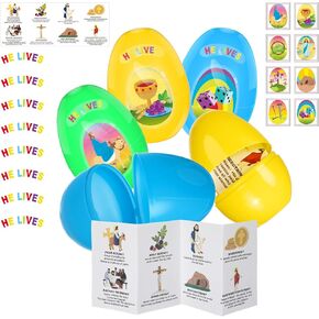 Capoda 24 Set Resurrection Easter Story Eggs with Holy Week Story Jesus Easter Christian Empty Eggs Christian Baptism Religious Easter Gifts for Easter Basket Stuffers Party Favors School