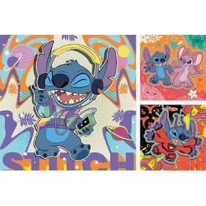 Ravensburger Disney Stitch 3 × 49 قطعة بانورامزو للأطفال - كل قطعة فريدة من نوعها ، وتناسبها معًا تمامًا