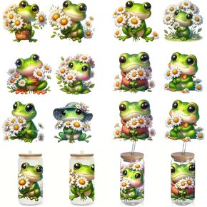 6pcs frog & chrysanthemum uv dtf cup lefts winter dtf transfer transfor stick stick sticker for coups cups craft craft diy ， ， rots ontrans