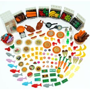 City Food Pieces Pack, Friends House Building Blocks Accessories, People Farm Kitchen Restaurant Comida Bricks Parts Sets, Pretend Play Food Toys for Kids Boys and Girls