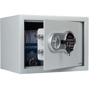 Electronic Digital Safe - Dual Entry Lock Box with 2 Override Keys - Personal Home Safe for Medicine, Jewelry, Handguns, and More by Stalwart (Gray)