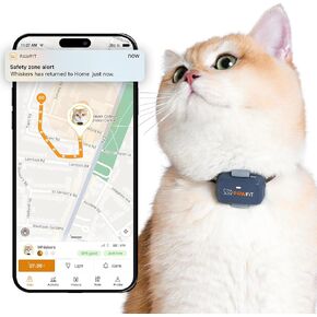 لايت للقطط 4G GPS Tracker | تتبع الوقت الحقيقي | مراقبة النشاط | تاريخ الموقع | نطاق غير محدود | طوق السلامة شملت | الفحم الرمادي