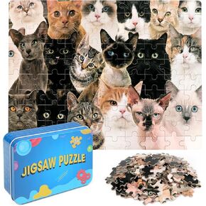 LELEMON 100 Pieces Jigsaw Puzzles in a Metal Box for Kids Age for 4-8 Boys Girls Toy Puzzles Construction Site Vehicles Children Learning Educational Puzzles Toys