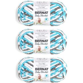 Bernat Baby Blanket Yarn ، 3.5 Oz ، Gauge 6 Super Bulky ، Sail Away 3 pack