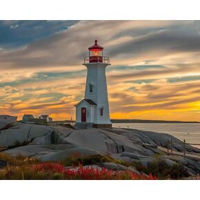 ZUVRDIAI Paint by Numbers Kit for Adults Sunset Lighthouse Peggy Cove 16x20 inch DIY Color by Numbers Acrylic Paint Canvas Painting Kits for Beginner