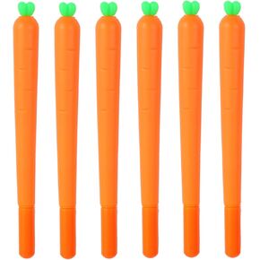 6 PCS CARROT GEL ALS PENS CART CARROT Cartoon Pen 0.5mm Black Ink PEN كتابة أقلام الحبر الهلام الحبر الجمال لمستلزمات مدرسية للبنات الأولاد الرجال (6PCS CARROT)
