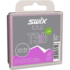 TS07B-4 - TOP Speed Wax - TS7B Black - 18 to 28 Degrees Fahrenheit - 40g Bar - Fluoro Free - Ski or Snowboard - FIS Approved - Man Made Snow