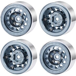 4PCS Aluminum 1.2 Beadlock Wheel RC Wheel Rim Set for 1/18 Tra-xxas TRX4-M RC Crawler Upgrade Accessories (Black)