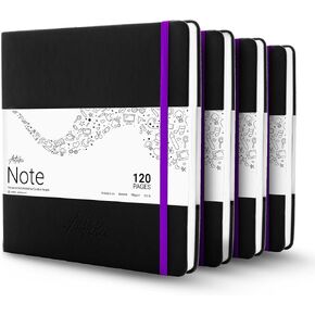 Articka Note Sketchbook - Square Square Hardbound Sketch Journal - 8 × 8 بوصة كتاب فني - 480 صفحة مع إغلاق مرن - ورقة ناعمة 180GSM - مثالية لأقلام الرصاص ، الجرافيت ، الفحم ، القلم 4 حزمة