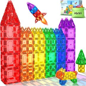 100PCS Magnetic Tiles - Mini Magnetic Blocks for Toddlers, Preschool Educational Toys for Kids Ages 3+, Toddler Essential Travel Toy, Creative Gift for Boys & Girls