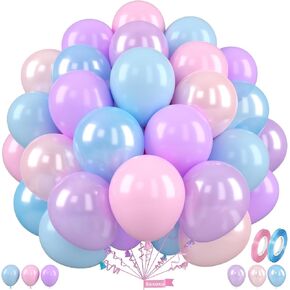 البالونات المجمدة ، البالونات الأزرق والأرجواني 12 بوصة ، والبالون الفضي الأزرق المعدني المطبوع بالثلج بالون للبنات للبنات الجليد والثلج الشتاء ديكورات حفلة عيد ميلاد