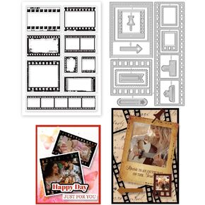 Globleland فيلم فيلم خلفية إطار ختم واضحة وموت إطار القطع الممولة لبطاقات DIY Scrapbooking Mork