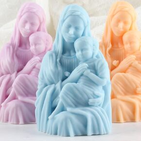 Virgin Mary Candle Mold Virgin Mother Mary Silicone Candle Molds Virgin Mary Resin Casting Mold for Candle Home Decorate Candle Making Mold Aromatherapy Gypsum Candles Clay Craft