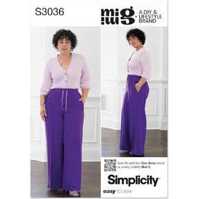 Simplicity SS3036Y5 Misses' Jogger Style Pants Sewing Pattern Packet by Mimi G Style, Design Code S3036, Sizes 18-20-22-24-26, Multicolor