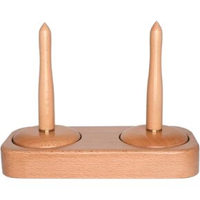 Dicha Beech Wood Yarn Holder-Advanced Metal Twirling Mechanism Lazy Susan-Big Stand Ball Spindle Sefing Crocheting Tool-Double Storage