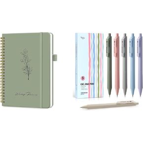 ملزمة حلزونية A5 Ondisted Weekly Planner وأقلام هلام ، 6 أجزاء من أقلام حبر جل Blcak الجافة