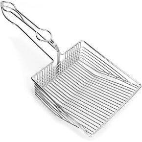 Pet Litter Shovel, Hook Design Easy to Hang Metal Cat Litter Scoop for Small Pet Litter Boxes