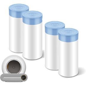 Cat Litter Box Liners, Replacement Waste Drawer Liners, 60 Count Drawer Liners for Cat Litter Box Self Cleaning, Drawstring Litter Liner Bags,Easy Clean Up,4PCS (17.7" W X 19.6 "H)