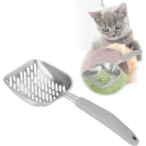 Ruining Easy to Use Cat Litter Scooper, Effectively Filters, Long Anti-Skid Handle, Stainless Steel, Gray, 14.2x5.1x1.6 inches