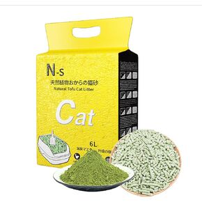Flushable Tofu Cat Litter, Natural Formula Ingredients, Deodorization&Zero Dust Ultra Clumping, Multiple Flavor, with Cat Litter Mesh Filter(Green Tea)