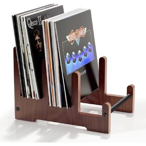 ZUJJAFY Vinyl Record Holder 60LP Record Storage Rack, 3 Tier Album Storage Shelf for Vinyl Records Display, Retro Style Organizer for Magazine, Book, Files (Quick Assembly, Brown)