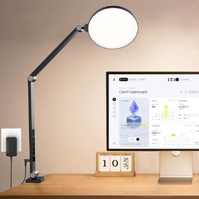 BOHON Desk Lamp, LED Desk Lamp with USB Charging Port, Wireless Charger Desk Light for Home Office, 5 Colors 6 Levels Brightness, Touch Table Lamp for Bedroom Bedside College Dorm Reading, White