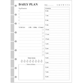 (3-Pack) Classic Size Discbound Daily Planner Refill Paper, 9-Disc Discbound Pre-punched Happy Planners Insert, 300Sheets/600Pages To Do List Planner Refill, 100gsm White Paper, 7" x 9.25"