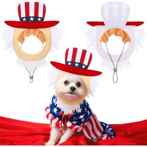 Geyoga Independence Day Dog Costume Cute Pet Hat 4th of July Headwear for Cats Dogs Dress up Adjustable Birthday Hat for Independence Day Parades Patriotic Events Holiday Celebrations(Small)
